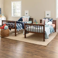 Twin Over Twin Transitional Cottage Solid Pine Bunk Bed Walnut - Saracina Home -Furniture Store GUEST 5d387518 9553 4862 a964 b55e6299999e