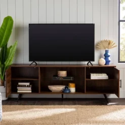 2 Door Mid-Century Modern Wood Storage TV Stand For TVs Up To 80" - Saracina Home -Furniture Store GUEST 5d44119d 7e55 4beb 8f77 bb1514318948