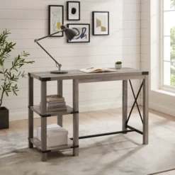 Rustic Farmhouse Metal X Kitchen Island With Shelves - Saracina Home -Furniture Store GUEST 5de6b595 29fd 4de7 96bf 96ffd09f1edc