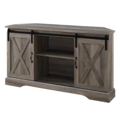 Robinson Rustic Transitional Sliding Barn Door Corner TV Stand For TVs Up To 58" - Saracina Home -Furniture Store GUEST 5e08ff37 9816 4cb1 ab75 e39c8ff7cec1