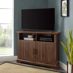Grooved Door Corner TV Stand For TVs Up To 45" - Saracina Home