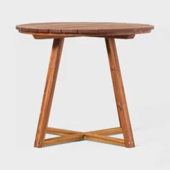 Saracina Home 36" Modern Acacia Slatted Round Outdoor Dining Table -Furniture Store GUEST 5eed473a 17d8 4ae1 95b0 aa8fa8fb2113