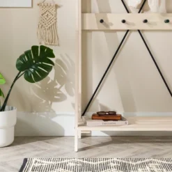 68" Solid Wood X Back Angled Hall Tree White Wash - Saracina Home -Furniture Store GUEST 5f3d0d73 a646 48be b127 d033415e486f