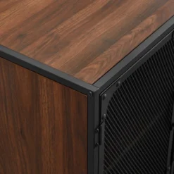 Urban Industrial Metal Mesh 4 Door TV Stand For TVs Up To 65" Dark Walnut - Saracina Home -Furniture Store GUEST 5f7862ae 113d 4467 a415 dc50d4873105