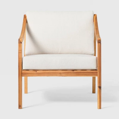 Saracina Home Mid-Century Modern Slatted Outdoor Acacia Arm Chair With Cushion 7 Saracina Home Mid-Century Modern Slatted Outdoor Acacia Arm Chair With Cushion - Image 7