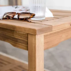 Ravenscroft Modern Boho Acacia Wood Slatted Outdoor Coffee Table With Lower Shelf - Saracina Home -Furniture Store GUEST 61dcf851 05a7 4737 9f12 394dde200a21