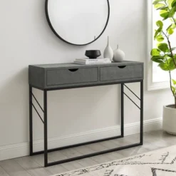 Faux Shagreen Modern 2 Drawer Entry Table - Saracina Home -Furniture Store GUEST 6219430c 32ea 4f7f 80c4 8c4b297fdf88