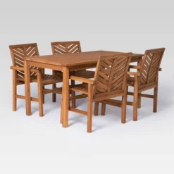 5pc Slatted Chevron Acacia Wood Patio Dining Set - Saracina Home -Furniture Store GUEST 658efdca 5c3c 4a6c b983 e839c6978a2d