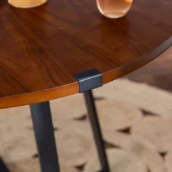 40" Urban Industrial Round Dining Table With Faux Wrap Leg Dark Walnut - Saracina Home -Furniture Store GUEST 65b752a1 a470 4c70 a554 7b7a706fed25