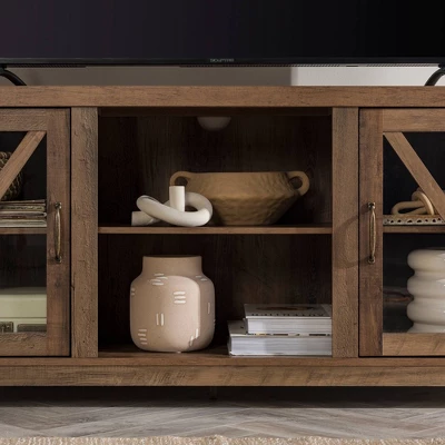 Clarabelle Transitional Glass Barn Door TV Stand For TVs Up To 65" - Saracina Home 8 Clarabelle Transitional Glass Barn Door TV Stand For TVs Up To 65" - Saracina Home - Image 8