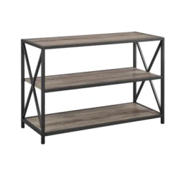 25.62" X Frame Metal And Wood Media Bookshelf - Saracina Home -Furniture Store GUEST 66341339 f03c 4dae b9cb d9a098afb416