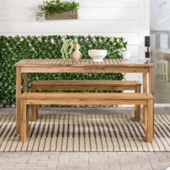 3pc Acacia Wood X Design Outdoor Patio Dining Set - Brown - Saracina Home -Furniture Store GUEST 6d770303 bf3b 4b8f af2d 632862928d22