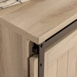 48" Transitional Sliding Door Wood And Metal Bench - Saracina Home -Furniture Store GUEST 71c7e802 e9d5 4d71 acfe 3940e4bcf887