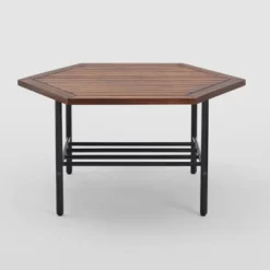 Saybrook Modern Metal And Wood Patio Hexagon Coffee Table - Dark Brown - Saracina Home -Furniture Store GUEST 730269cb b38f 47ab b996 60c94422d99a