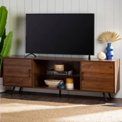 2 Door Mid-Century Modern Wood Storage TV Stand For TVs Up To 80" - Saracina Home -Furniture Store GUEST 731fc50a 2639 4fe3 90be a972112a62a2