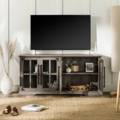 Avalene Modern Farmhouse 4 Door Glass Window Pane TV Stand For TVs Up To 65" - Saracina Home 39 Avalene Modern Farmhouse 4 Door Glass Window Pane TV Stand For TVs Up To 65" - Saracina Home -Furniture Store GUEST 74c21f3c 82c3 4fe8 90ae 1cc0e14becaf