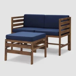 3pc Modular Acacia Wood Patio Chat Set With Cushions - Saracina Home -Furniture Store GUEST 75715dfc 345c 4dac 84f9 12b8f90851ce