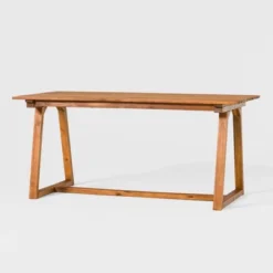 Saracina Home 66" Modern Slatted Rectangle Outdoor Dining Table With Trapezoid Legs -Furniture Store GUEST 785eeeeb cc36 4306 b6be 01bb13486e38