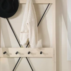 68" Solid Wood X Back Angled Hall Tree White Wash - Saracina Home -Furniture Store GUEST 78968422 3a86 4771 9a4e 0ef03d7daf18