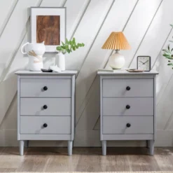 Stiva Classic Mid-Century Modern 3 Drawer Nightstand - Saracina Home -Furniture Store GUEST 79e0c241 ae4b 4ed6 8df7 0d185bec4308