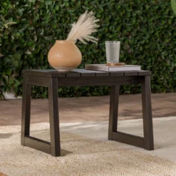 Saracina Home Modern Slatted Rectangle Outdoor Acacia Accent Table