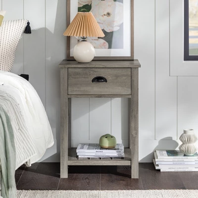 June Rustic Transitional Square Nightstand With Lower Shelf - Saracina Home 3 June Rustic Transitional Square Nightstand With Lower Shelf - Saracina Home - Image 3