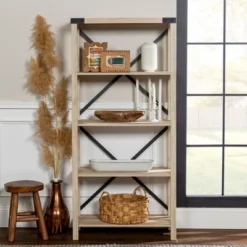 64" Sophie Industrial X Frame Bookshelf - Saracina Home -Furniture Store GUEST 7dd1da51 215c 4c7e 85a3 01c448603731