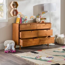 Mid-Century Modern Groove Wood 6 Drawer Dresser - Saracina Home -Furniture Store GUEST 7faaf4e0 3bb4 4268 99ad 0f6342d872ce