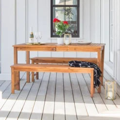 3pc Acacia Wood Simple Patio Dining Set - Saracina Home -Furniture Store GUEST 7fb9d70e 0956 427a b51b dd7ef107e880