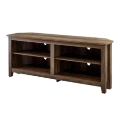 Transitional 4 Cubby Wood Open Storage Corner TV Stand For TVs Up To 65" - Saracina Home -Furniture Store GUEST 800d3371 ca5e 49ee 9346 8d72f70b61c0
