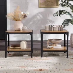 Set Of 2 Benny Urban Industrial Angle Iron Side Tables - Saracina Home -Furniture Store GUEST 805a5e76 b2c9 47bf ac9c 7696f3043384