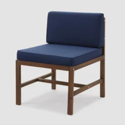 Modular Acacia Wood Armless Patio Chair With Cushion - Dark Brown/Navy - Saracina Home -Furniture Store GUEST 8327140f 3a86 469d a392 a4971e62044f