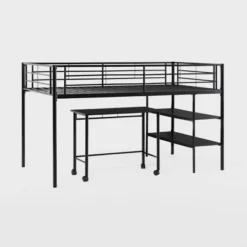 Twin Analise Metal Low Loft Bed With Desk And Storage Black - Saracina Home -Furniture Store GUEST 85b7c5f0 c721 437d a979 b809ae098cbd