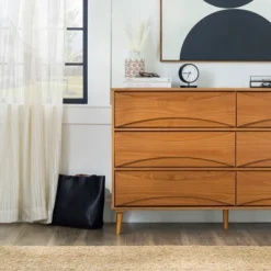 Mid-Century Modern Contoured 6 Drawer Dresser - Saracina Home -Furniture Store GUEST 85f26b6b 7276 4bfb be1a b80c27461505