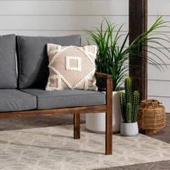 Saybrook Modern Metal And Wood Patio Loveseat - Gray/Dark Brown - Saracina Home -Furniture Store GUEST 86879b55 3938 4727 9563 eccc69fd1d33