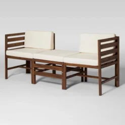 3pc Modular Acacia Wood Patio Chat Set With Cushions - Saracina Home -Furniture Store GUEST 87867d10 2ed7 4519 8f7f 353e1fd3ffa4