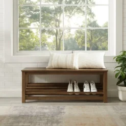 Modern Farmhouse Solid Wood Shoe Storage Entry Bench Rustic Oak - Saracina Home -Furniture Store GUEST 8873dec7 d2f6 4b81 970d 33db280697a9