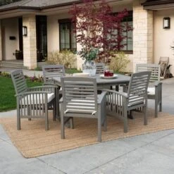 Ravenscroft 7pc Acacia Wood Patio Dining Set With Expandable Table Gray Wash - Saracina Home -Furniture Store GUEST 889c2880 646f 4dc8 8afa 505dda3449d8