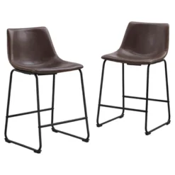 Set Of 2 Laslo Modern Upholstered Faux Leather Counter Height Barstools - Saracina Home -Furniture Store GUEST 8a89e0ae 83ad 4732 8e30 d5fe08b456a7