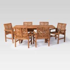 7pc Slatted Extendable Acacia Wood Patio Dining Set - Saracina Home -Furniture Store GUEST 8aa6dd30 d5d4 4448 b03c 8b2aed0306a8