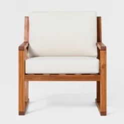 Saracina Home Modern Slat-Back Acacia Outdoor Arm Chair With Cushions -Furniture Store GUEST 8c100c19 cce6 4263 bf19 7df869ee1e9b