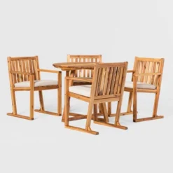 Saracina Home 5pc Modern Slatted Acacia Outdoor Dining Set With Round Table 11 Saracina Home 5pc Modern Slatted Acacia Outdoor Dining Set With Round Table -Furniture Store GUEST 8dc53612 7be6 4a13 bb62 ccfb9aa09886