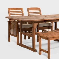 Ravenscroft 4pc Extendable Acacia Wood Outdoor Dining Set - Saracina Home -Furniture Store GUEST 9093e35d 2049 4ddb a85b 14254399b8d2
