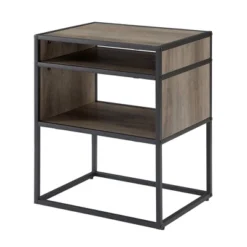 Modern Wood And Metal Side Table With Open Storage - Saracina Home -Furniture Store GUEST 965c7ea1 69f8 4053 a677 91e205fd7ba4