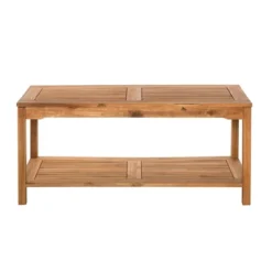 Ravenscroft Modern Boho Acacia Wood Slatted Outdoor Coffee Table With Lower Shelf - Saracina Home -Furniture Store GUEST 96844e8b abd4 49c9 90db a4cf9d9bdccf