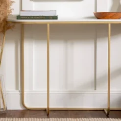 Megan Modern Glam Curved Console Table Faux White Marble/Gold - Saracina Home -Furniture Store GUEST 99ec17d7 cb5e 46ab b705 7bf4923517fa