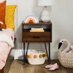 Amal Modern Single Drawer Hairpin Leg Nightstand - Saracina Home -Furniture Store GUEST 9a5d15e2 9596 4902 a3f4 23ba6c98cb48