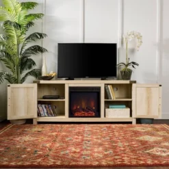 Clarabelle Double Door Farmhouse Electric Fireplace TV Stand For TVs Up To 65" - Saracina Home -Furniture Store GUEST 9ad5d25c 9837 4e55 b4f9 c6207d38f03b