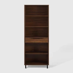 72.5" Mid-Century Modern 1 Drawer Angled Bookshelf - Saracina Home -Furniture Store GUEST 9c7bd3c0 62d4 4081 bd63 6e0ad2db722b