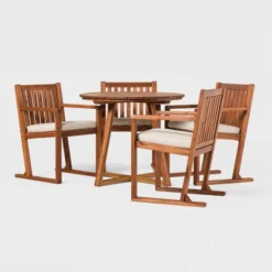 Saracina Home 5pc Modern Slatted Acacia Outdoor Dining Set With Round Table 10 Saracina Home 5pc Modern Slatted Acacia Outdoor Dining Set With Round Table -Furniture Store GUEST 9d726d02 3bf0 4f04 9439 6de7c83b7e6c